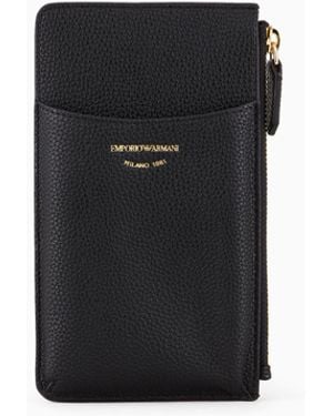 Emporio Armani Deer-Print Myea Phone Case With Zip And Pockets - Black
