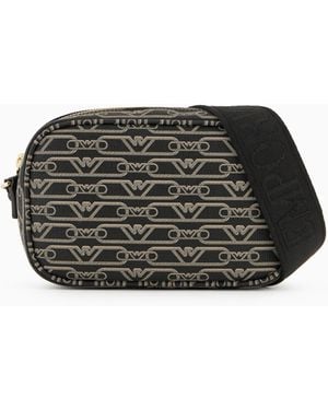 Emporio Armani Camera Case A Tracolla Stampa Monogram All Over - Nero