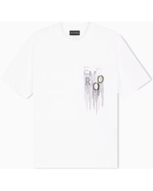 Emporio Armani Heavy Jersey T-Shirt With Embroidered Logo - White
