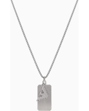 Emporio Armani Stainless Steel Dog Tag Necklace - Metallic