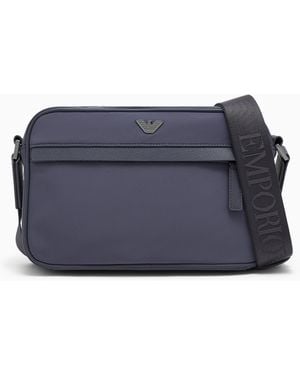 Emporio Armani Crossbody Bag With A Front Zip Pocket And Adjustable Strap - Blue