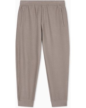 Emporio Armani Lyocell-Blend Interlock-Jersey Joggers With Jacquard Lettering - Grey