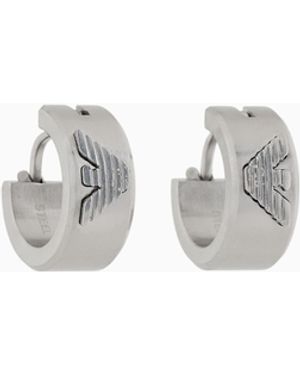 Emporio Armani Pendientes De Aro En Acero Inoxidable - Blanco