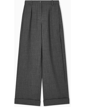 Emporio Armani Pantalon À Pinces En Crêpe De Laine Moulinée - Gris