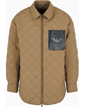 Emporio Armani Diamond-Quilted Nylon Blouson With Logo Pocket - Natural