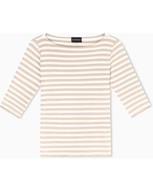 Emporio Armani Sweater With Three-Quarter Length Sleeves - Natural