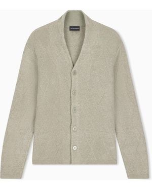 Emporio Armani Cárdigan De Lana Virgen Con Punto Fantasía - Neutro