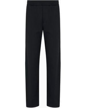 Emporio Armani Asv Jersey Trousers With Elasticated Waist And Contrasting Bands - Blue
