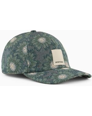 Emporio Armani Cappello Da Baseball Con Motivo Jacquard Margherite All Over Capsule Peace Asv - Verde
