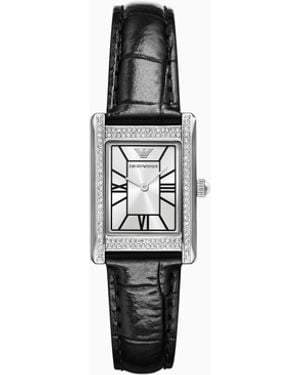 Emporio Armani Zweizeigeruhr Mit Lederarmband - Weiß