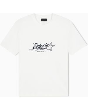 Emporio Armani Heavy Jersey T-Shirt With Embroidered Logo - White