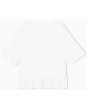 Emporio Armani Interlock Jersey T-Shirt With Ruffles - White