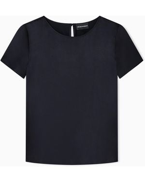 Emporio Armani Short-Sleeved Silk Satin Blouse - Black