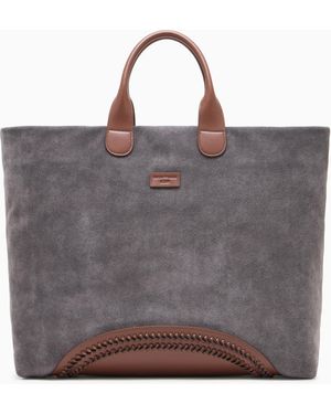 Emporio Armani Icon Veloursleder-Shopper - Grau