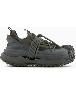Emporio Armani Mesh Sneakers With Rubber Details And Drawstring - Green