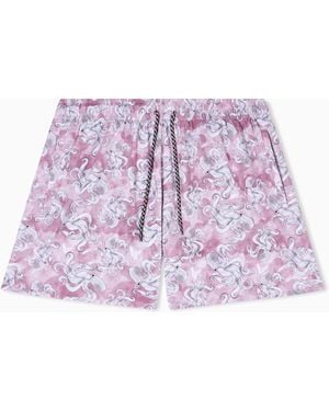 Emporio Armani Sea Animals Print Swim Shorts - Purple