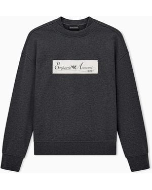 Emporio Armani French Terry Jersey Sweatshirt With District Patch - Blue