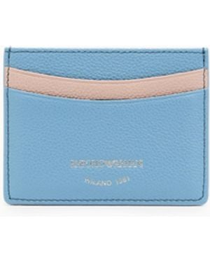 Emporio Armani Tumbled Leather Card Holder - Blue
