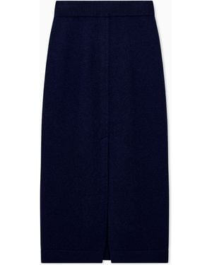 Emporio Armani Falda De Punto Travel Essential De Lana Virgen Y Cachemir - Azul