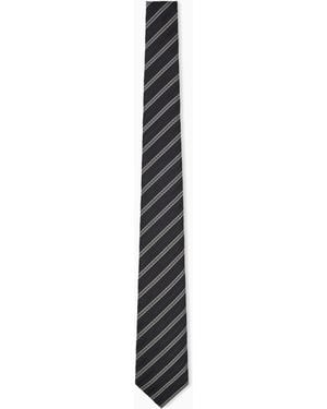 Emporio Armani Krawatte Aus Seide Mit Diagonalstreifen - Weiß