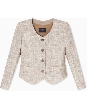 Emporio Armani Icon Mélange Tweed Jacket - Natural