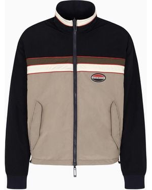 Emporio Armani Wendbarer Nylon-Blouson Mit Durchgehendem Reißverschluss Und Gummiertem Logo-Patch - Schwarz