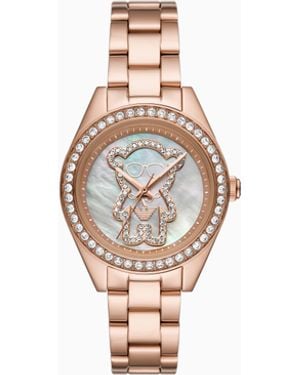 Emporio Armani Reloj De Tres Manecillas De Acero Inoxidable Color Oro Rosa - Blanco