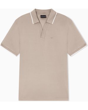 Emporio Armani V-Neck Piqué Polo Shirt - Grey