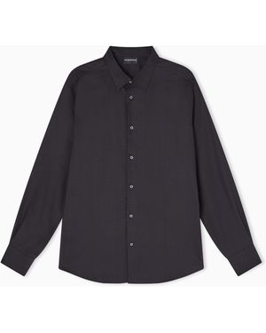 Emporio Armani Camisa De Tejido Jacquard Con Inscripción Integral - Azul