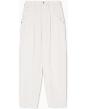 Emporio Armani J8H Relaxed-Fit Garment-Dyed Lyocell Trousers - White