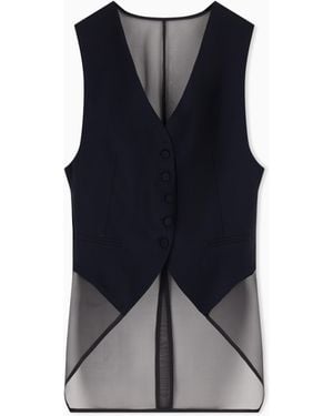 Emporio Armani Chaleco De Envers Satén Y Organza - Azul