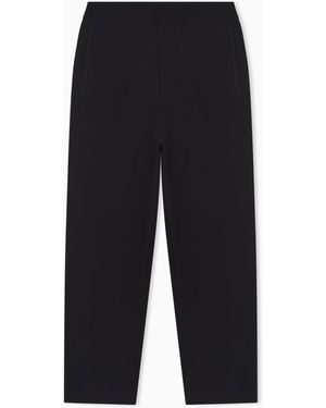 Emporio Armani Icon Asv Knitted Elasticated-Waist Trousers - Blue