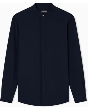 Emporio Armani Icon Guru-Collar Shirt - Blue