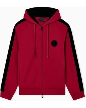 Emporio Armani Sudadera De Punto Doble Con Capucha, Cremallera, Cinta Y Parche Año Nuevo Lunar - Rojo
