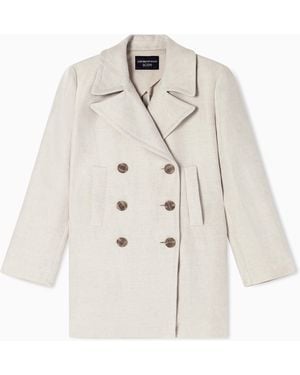 Emporio Armani Double-Breasted Pea Coat - White
