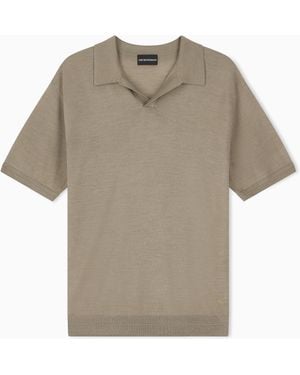 Emporio Armani Virgin Wool And Silk Polo Neck Jumper - Grey