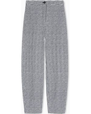 Emporio Armani Icon Knit-Effect Jersey Trousers With An Op-Art Print - Grey