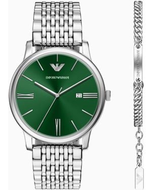 Emporio Armani Quartz Watch And Bracelet Set - Green