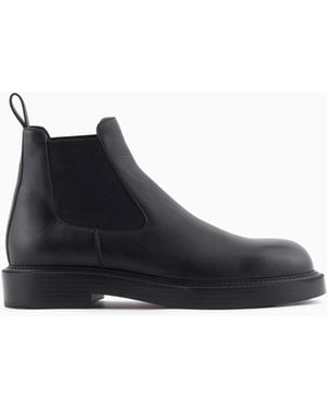 Emporio Armani Dappled Leather Beatle Boots - Black