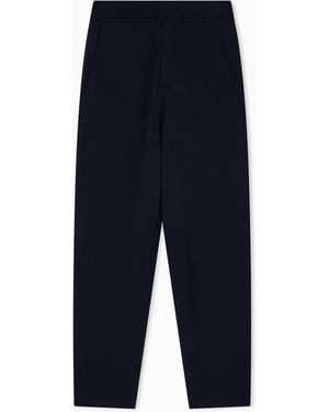 Emporio Armani Icon Knitted Elasticated-Waist Pants - Blue