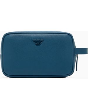 Emporio Armani Regenerated Saffiano Washbag - Blue