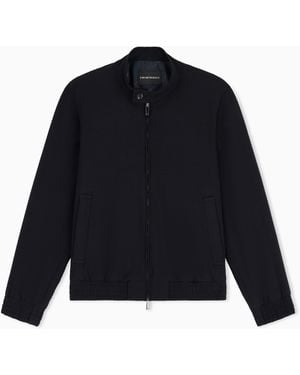 Emporio Armani Light Wool Stretch Seersucker Blouson - Blue