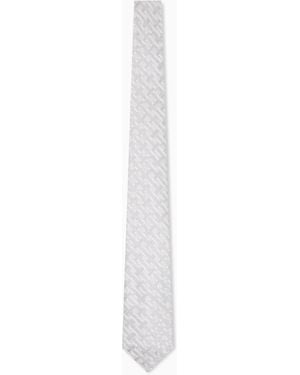 Emporio Armani Jacquard Pure Silk Tie - White