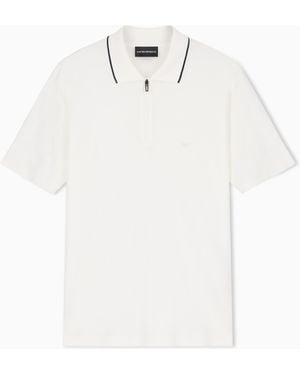 Emporio Armani Travel Essential Lyocell Blend Jersey Polo - White