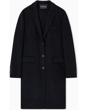 Emporio Armani Pure Cashmere, Lapelled Mid-Length Coat - Black