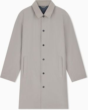 Emporio Armani Gabardina Essential Resistente Al Agua Con Botones Ocultos - Gris