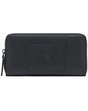 Emporio Armani Tumbled Leather Wallet With Wrap-Around Zip - Black