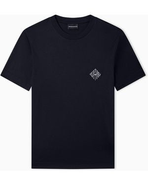 Emporio Armani Slim-Fit Lyocell-Blend Jersey T-Shirt With Logo Patch - Blue