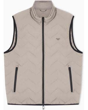 Emporio Armani Nylon Down Jacket Sleeveless With A Chevron Quilt Essential - Gray