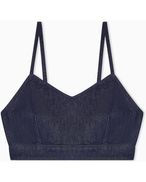Emporio Armani 11 Oz Denim Top With Buttons - Blue